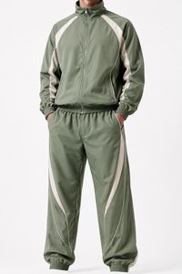 Conjunto Deportivo para Hombre, Negro y Blanco, Ecológico, Elástico en Cuatro Direcciones, Ligero, con Capucha y Cremallera Completa, Estilo Casual, Secado Rápido - Product Image 6