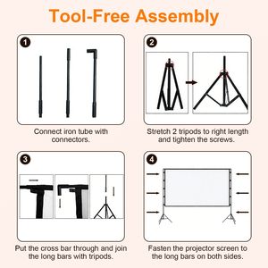 Pantalla de Proyección Portátil de 100-120 Pulgadas con Soporte Plegable Antiarrugas HD 4K para Uso en Interiores y Exteriores - Product Image 2