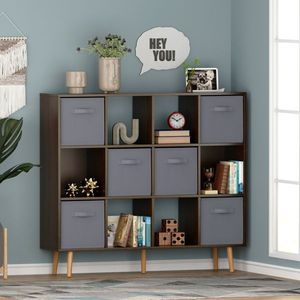 Libreria in Legno di Quercia Antico Moderno, Scaffale Marrone per Soggiorno o Hotel, Arredamento per la Casa - Product Image 1