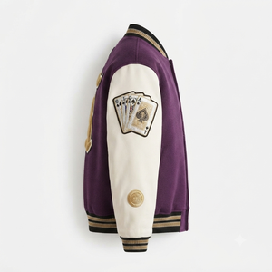 Chaqueta Bomber DROGEN EXPORT Personalizada, Morada, de Lana, con Capucha, Resistente al Viento, Transpirable, Estilo Casual, Vintage, Urbano, para Hombre - Product Image 2