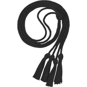 Cordon torsadé noir avec pompons pour vêtements, 100% polyester, style classique, prix abordable et service OEM - Product Image 1