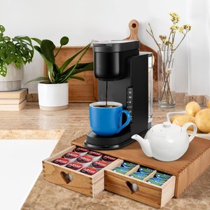 ที่เก็บแคปซูลกาแฟไม้กระถินณรงค์คุณภาพสูง พร้อมลิ้นชัก สำหรับจัดเก็บ K-Cup และชา เหมาะสำหรับวางบนโต๊ะในครัวและสำนักงาน - Product Image 4