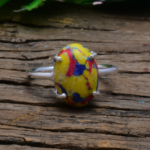 Mosaic Jasper <b>Silver</b> <b>Ring</b> <b>925</b> Sterling <b>Silver</b> Prong Setting Handmade Natural Jasper Gemstone <b>Ring</b> Statement Jewelry for Her - Product Image 1