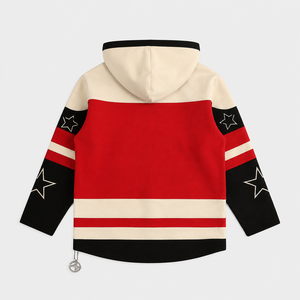 Sudadera con Capucha Unisex Oversize Roja y Negra con Cremallera, Transpirable, Informal, de Punto, de Poliéster, para Primavera - Product Image 2