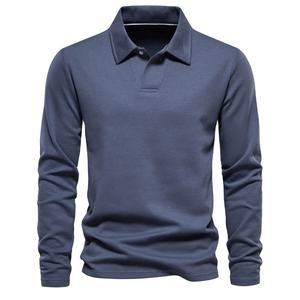 Polo de Manga Larga de Algodón Puro 2026 para Hombre, Primavera y Verano, Polo de Alta Gama, Polo Informal de Algodón Sólido para Hombre 2026 - Product Image 1