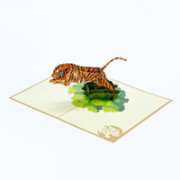 Tarjetas Pop-up 3D con Tigre para Hombre, para Cumpleaños o Día del Padre, con Papel de Lujo Hecho a Mano