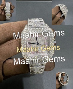 Montre à bracelet avec fermoir, en acier inoxydable, cadran rose romain, verre serti de diamants, mouvement à quartz, résistance à l'eau 10 bars, moissanite de qualité VVS-VS, forme carrée - Product Image 1