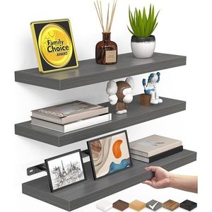 Estantes de Pared de Madera Rústica BAYKA, Estantes Flotantes para Baño y Dormitorio, Pequeños Estantes Colgantes para Sala de Estar y Cocina - Product Image 1