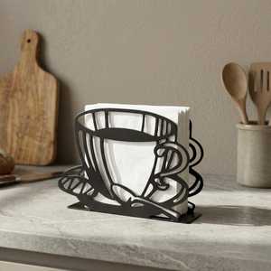 Servilletero Moderno con Forma de Taza de Café, Decoración de Mesa de Acero Inoxidable, Diseño Personalizado, Accesorio Duradero para la Encimera de la Cocina - Product Image 1