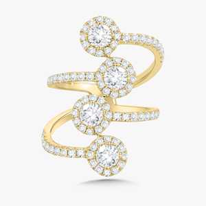 Round Lab Diamond Crossover <b>Ring</b> Custom 14K 18K Solid <b>Gold</b> Halo Set Unique Statement Bridal <b>Cocktail</b> <b>Ring</b> Manufacturer Wholesale - Product Image 1