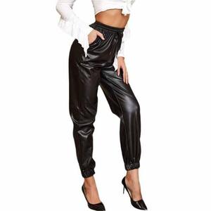 Pantalones de Mujer con Aspecto de Cuero Negro, Cintura Alta, Ajustados, Estilo Skinny, Levanta Glúteos - Product Image 2