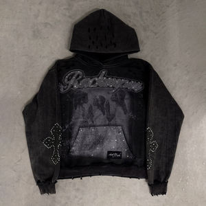 Premium Heavyweight Pullover Hoodie <b>Men</b> Regular Fit Streetwear Solid <b>Black</b> 100% Cotton <b>Fleece</b> Drop Shoulder Casual Eco-Friendly - Product Image 2