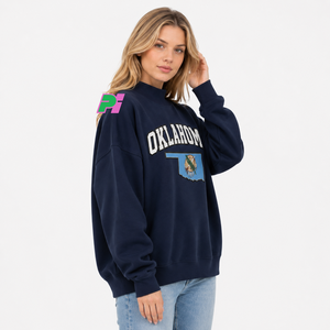 Sudadera Oversize de Cuello Alto para Mujer OKLAHOMA con Apliques de Letras MAP, Diseño Personalizado, 100% Algodón Ecológico - Product Image 2