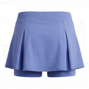 Jupe courte plissée pour femme, taille élastique, spandex, polyester, sportive, couleur unie, respirante, toutes saisons - Product Image 2
