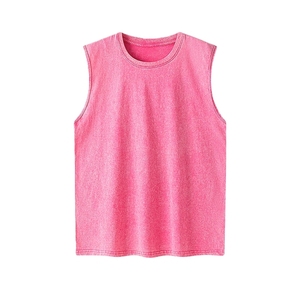 Camiseta sin mangas de algodón lavado para hombre, cuello redondo, color liso, chaleco informal de punto, varios colores, transpirable, para verano - Product Image 4
