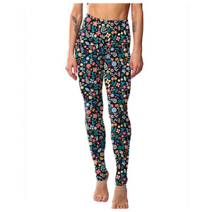 Allover colorful meadow floral print women fitness leggings high waist full length gym <b>tights</b> for yoga running - Product Image 1