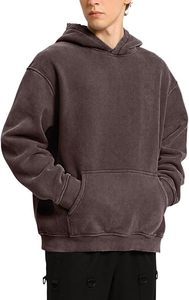 Sudadera con capucha unisex de algodón 100% con lavado ácido, estilo vintage, streetwear, de invierno, gruesa, oversize, lisa, de moda - Product Image 3