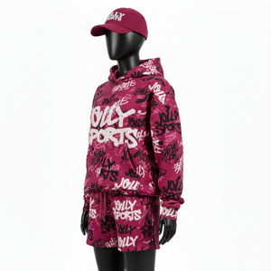 Ensemble court à capuche pour femme en molleton épais coton polyester avec logo imprimé, 100 % coton, pour l'hiver - Product Image 4