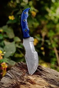 Cuchillo de Supervivencia Personalizado Hecho a Mano con Acero de Damasco y Mango de Resina con Funda de Cuero, Personalización OEM/ODM - Product Image 5