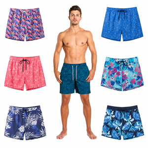 Short de bain pour homme à imprimé floral, séchage rapide, cordon de serrage, taille mi-haute, short de plage avec poches latérales - Product Image 1