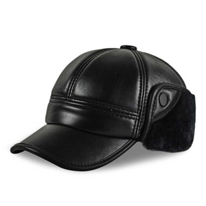 Brown Leather <b>Winter</b> <b>Hat</b> with Faux Fur Lining for <b>Men</b> Outdoor Casual Cap 56-58CM - Product Image 3