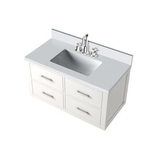 Singolo bianco da 36 pollici. L X 22 Pollici Mobile da Bagno con Top in Marmo Coltivato e Set Rubinetto per Bagni Piccoli - Product Image 5