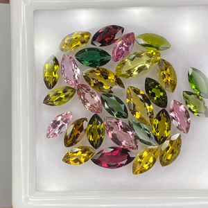 พลอยทัวร์มาลีนธรรมชาติทรงมาร์คีส์ หลายขนาด  แบบเจียระไน  ขนาด 3x6 4x8 5x10 6x12 มม. สำหรับทำเครื่องประดับ - Product Image 1