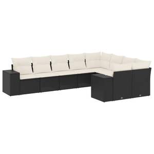 Conjunto de Sofá de Jardín de Ratán Negro con Cojines Crema, Muebles de Exterior de Diseño Contemporáneo, Ratán PE Resistente al Agua y a los Rayos UV - Product Image 4