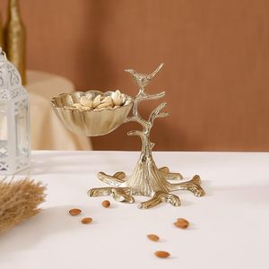 Bol décoratif en aluminium doré, motif abstrait géométrique, fait main, style Art Déco, pour fruits ou clés, décoration de table de luxe - Product Image 6