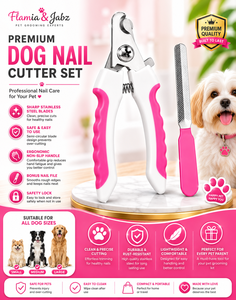 Flamia & Jabz Cortauñas Ecológico para Mascotas con Lima, Acero Inoxidable, Mango Blanco y Rosa para el Cuidado de las Uñas de Perros - Product Image 3