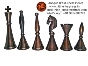 Tốt Nhất Bán Handmade Pháp Antique Brass Cờ Vua Đặt King-Kích Thước Cơ Sở Kích Thước Kim Loại Bàn Cờ Bảng Trò Chơi - Product Image 3