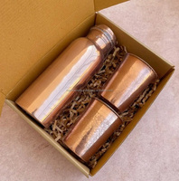 Juego de Regalo de Botella de Cobre Puro Martillado de Lujo, Gran Capacidad, Ecológico, Ayurvédico, Unisex, Apto para Agua Hirviendo, Anticorrosión