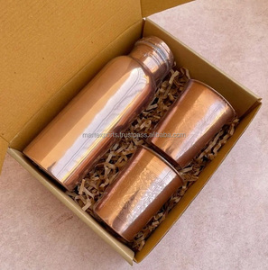Juego de regalo de botella martillada de cobre puro de lujo de gran capacidad ecológica Ayurvédica Unisex agua hirviendo segura para el estilo de vida de la salud - Product Image 2