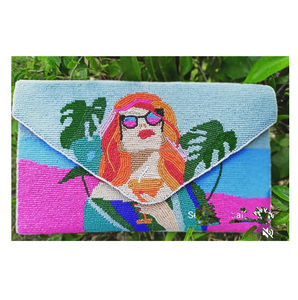 Bolso de mensajero con cuentas hecho a mano para mujer, Colección Bohemia india, bolso de hombro a la moda de lona, embrague de compras de noche, bordado bohemio - Product Image 5