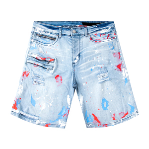 Shorts en jean pour homme de haute qualité, respirants, décontractés, mode estivale, fermeture à boutons, design et logo personnalisés, streetwear. - Product Image 1