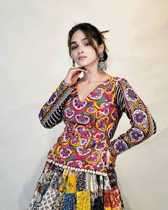 Vestido Tradicional de Mujer, Lehenga Choli, con Estampado de Patchwork, Reversible, de Muselina de Algodón, para Bodas, Fiestas, Diwali, India, Pakistán - Product Image 2