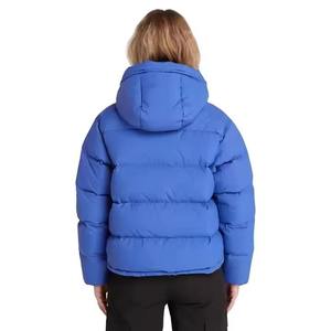 Blouson matelassé bleu à capuche, coupe courte, coupe-vent, épais, décontracté, hiver, unisexe, coupe régulière - Product Image 3