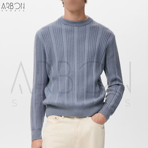Pulls côtelés bleu clair faits main, de qualité supérieure, personnalisés avec votre propre logo, style classique et doux, pour l'hiver. - Product Image 3