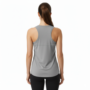 Private Label 100% Cotton Jersey O-Neck Tank <b>Top</b> Women Custom Brand Curved Hem Gym Fitness Sleeveless Breathable Anti-Pilling - Product Image 5
