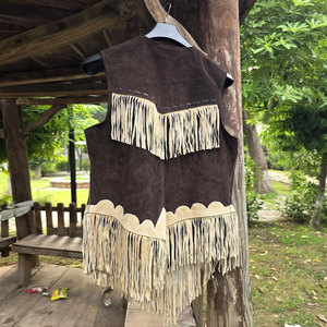 New Arrival <b>Men's</b> High Quality Vintage <b>Brown</b> <b>Waistcoats</b> Stand Collar Suede Leather Vest with Solid Closure Genuine Suede Vest - Product Image 3