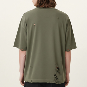 Camiseta Verde Oversize para Hombre, Manga Corta, Cuello Redondo, Algodón Jersey, Transpirable, con Logotipo Estampado en la Parte Delantera, Estilo Casual Urbano - Product Image 5