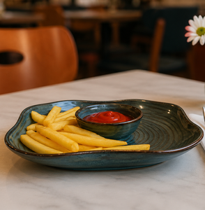Restaurant Style French Fries <b>Plate</b> Classic <b>Ceramic</b> Green Steak <b>Plate</b> Stoneware Salad Noodle <b>Plate</b> for Home & Restaurant - Product Image 4