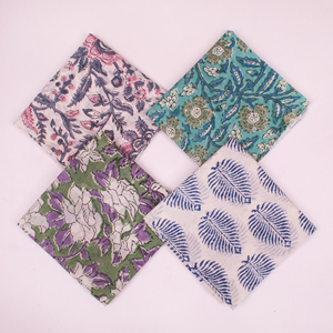 Wholesale Cotton Block Print Bandana 21X21 Inches Soft Fabric Custom Printed <b>Scarf</b> Manufacturer and Exporter - Product Image 5