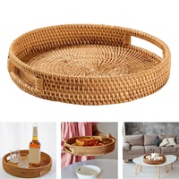 VINACRAFT JSC Panier à pain moderne multifonction en rotin naturel avec poignées robustes, panier de rangement tressé pour articles ménagers