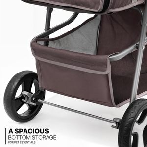 Poussette pour animaux de compagnie de style urbain TH-PPS-062 avec fenêtres en maille de cadre en alliage léger et cabine spacieuse pour les propriétaires de chiens - Product Image 5