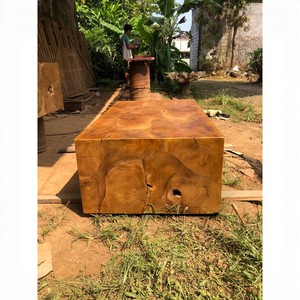 Table basse en bois de teck massif, bord naturel, table d'appoint rectangulaire en bois, meubles de salon de luxe, table pour hôtel et maison - Product Image 5