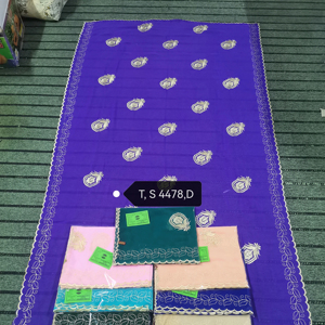 Foulard d'été respirant en polyester et mousseline de soie, brodé de strass, motif floral de luxe, vente en gros, 12 pièces, pour usage quotidien - Product Image 2