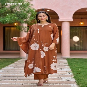 Kurti-Pant & Dupatta en mousseline de soie de style moderne, design Evergreen, de qualité supérieure, imprimé numériquement – Fournisseur et exportateur mondial - Product Image 1