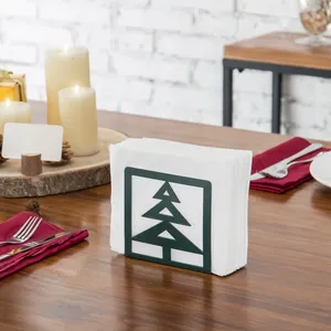 Porte-serviettes carré en plastique avec motif sapin de Noël pour la décoration de la maison, réutilisable, style simple - Product Image 4