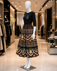 Premium Quality Female Skirt Floral Pattern Embroidered Midi <b>Elastic</b> Waist Skirts Island Micronesian Casual Skirts Custom - Product Image 6